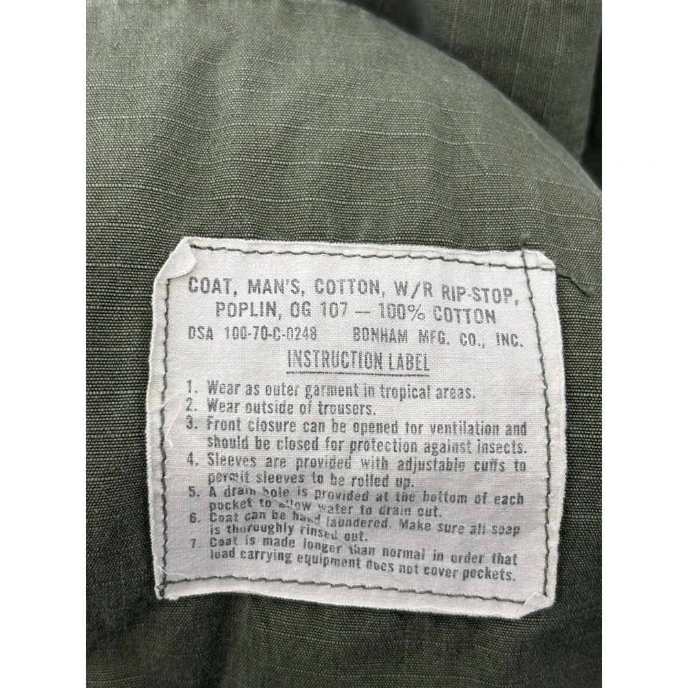 Vietnam Jacket‎ 107 Coat Man's Combat Ripstop Slant Tropical Wind Small RUGGED